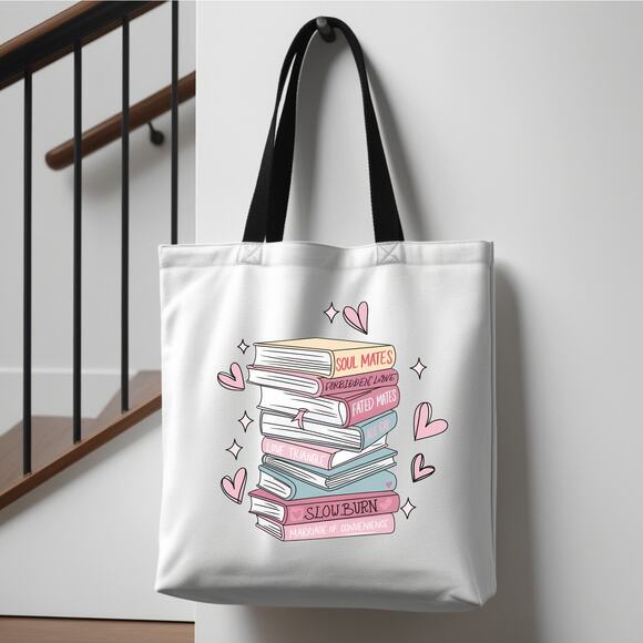 Romance Tropes Tote for Readers Bibliophiles Fated Mates Slowburn Spicy Books - Picture 3 of 3